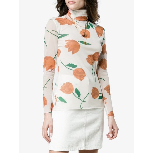 Ganni Tops - Ganni Tilden Mesh Tulip Print Turtleneck Top 12